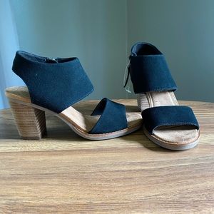 TOMS Black Suede Majorca cutout sandals